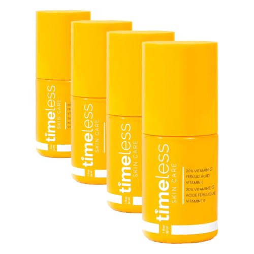Image of Timeless Skin Care Vitamin C Serum with Vitamin E & Ferulic Acid - Brightening Serum - for Oily & Dry Skin - Fragrance-Free - 1 oz, (Pack of 4)