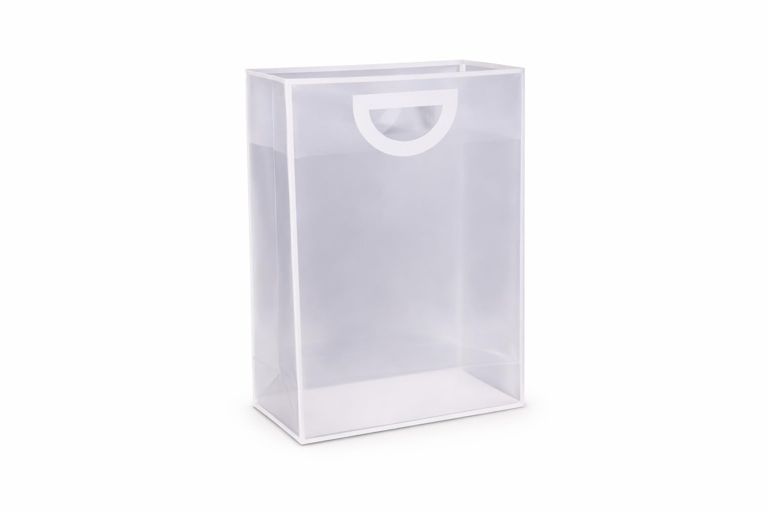 Red Dot Gift® 10-Pack PVC Transparent & White Border Handbag For Baking Packaging 1# Small (H25*15 * 9cm),Shopping Gift Plastic Bag