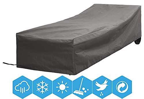 ATLANTIS Outdoor Housse de Protection Bain de Soleil Chaise Longue de Jardin | 200 x 75 x 40 cm (L x L x H) | Gris | Résistant à l'eau | pour Jardin, Terrasse, Meubles Cover