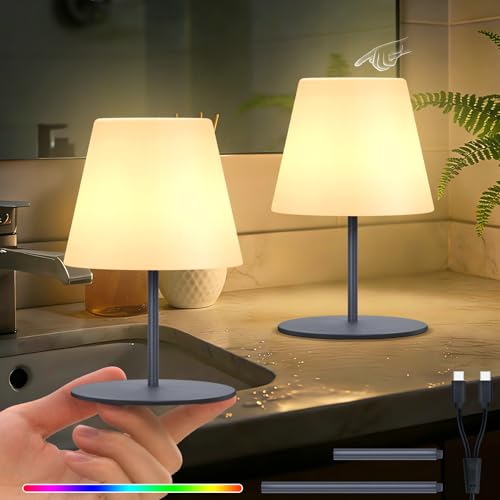 Image of uuffoo 2 Pcs Mini Touch Shower Lamps Waterproof with 2-Step Warm White