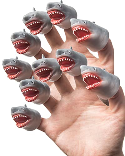 Shark Finger Puppet Set, Ocean Animal Puppet Show Theater Props, Novelty Toys Weird Stuff Gifts, 5 PCS