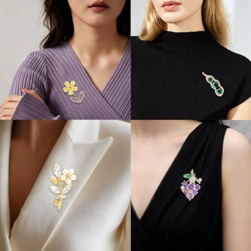 Image of Crystal Rhinestone Butterfly brooches Vintage Bowknot Pearl Lapel Pins