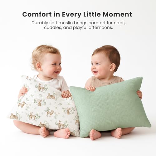 Konssy 2 Pack Muslin Toddler Pillowcases, Soft Baby Pillow Cases, 13"x18" - image 7