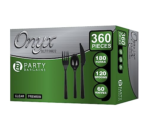 Party Bargains Disposable Cutlery set, Onyx Design, 360 Pieces: 1...