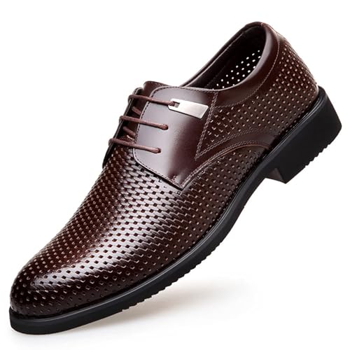 Oxford Dress Shoes for Men Lace Up Round Toe Leather Shoes Rubber Sole Low Top Resistant Non Slip Block Heel Prom Oxford Dress Modern Wedding Office Work Tuxedo Shoes