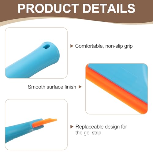 Image of HARFINGTON 2pcs Squeegee 6 Inch Length Auto Water Blade Shower Squeegee with Non-Slip Handle for Windshield Window Cleaner Glass Door, Blue