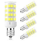 Lacnooe Lâmpadas LED E12 5W Equivalentes a Lâmpada E12 Candelabro 40 Watt Tipo B T6 120V Pequena Lâmpada LED Brilhante C7, Luz do Dia Branca 6000K, Não Regulável, Pacote com 4
