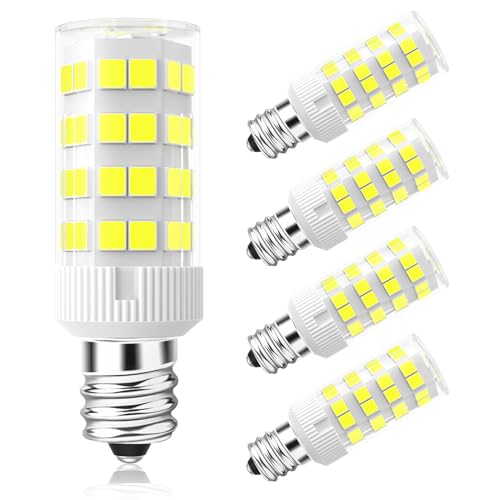 Lacnooe Lâmpadas LED E12 5W Equivalentes a Lâmpada E12 Candelabro 40 Watt Tipo B T6 120V Pequena Lâmpada LED Brilhante C7, Luz do Dia Branca 6000K, Não Regulável, Pacote com 4