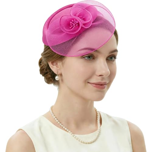 Image of DRESHOW Fascinators Hat Feather Headband Women's Fascinators Tea Party Headwear with Clip Flower Head Band for Girls & Women
