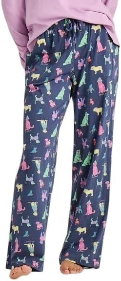 Life is Good. Women's Warm Winter Dogs Snuggle Up Sleep Pant, Darkest Blue