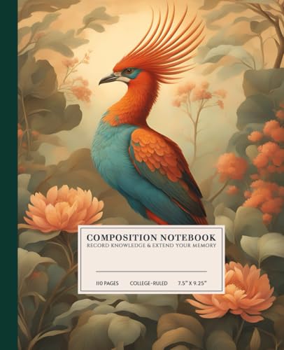 Exotic Aviary Composition Notebook | Vibrant College-Ruled Notebook: Colorful Bird Illustration | 110 Pages | 7.5" x 9.25" | Perfect for Students, Artists, and Nature Lovers