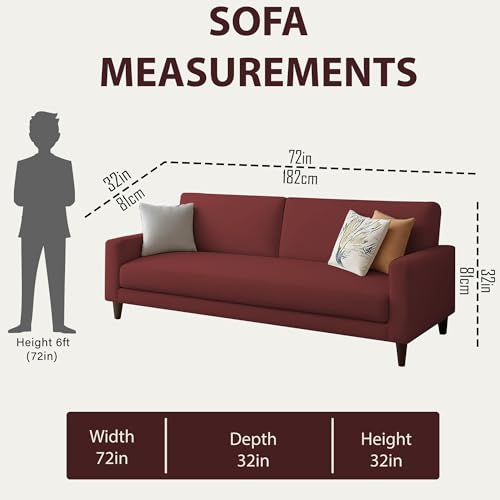 Image of Kathleen 3 Seater Sofa Set for Living Room - Foldable Convertible Couch Furniture for Home, Office or Guest Use, Modern Designer Stylish Comfortable (Maroon)