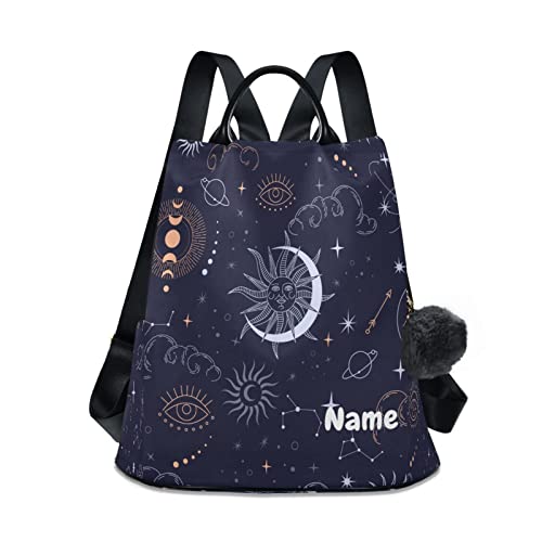 Mystic Magic Sun Moon Anti-Theft Custom Backpack Purse for Women Fashion Bag Travel Back Pack Personalized Name Bag
