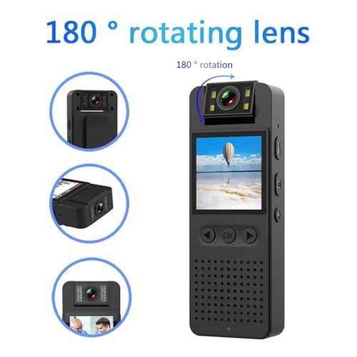 Image of TECHNOVIEW 1080P HD Audio Video Recorder with 1.4-inch Screen, 180 Rotating Lens, Night Hd Vision, Noise Reduction Recording, Smart Ap Hotspot, Mobile Monitoring - Black