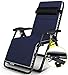 Produktbild Sun Lounger Garden Chairs Klappbarer Liegestuhl Zero Gravity Chaiselongues, Terrassenstühle Liegender Garten-Liegestuhl im Freien, für Strandcamping mit Kissen Stützen 200 kg (Farbe, Schwarz), Blau D