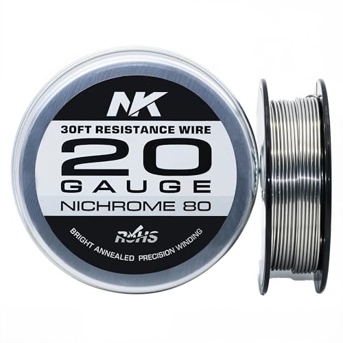 High Temp Resistance Wire Nichrome 80 for Heating Elements Foam Cutter Jewelry Making and DIY Ceramic Crafts (Ni80 20Ga 30Ft)