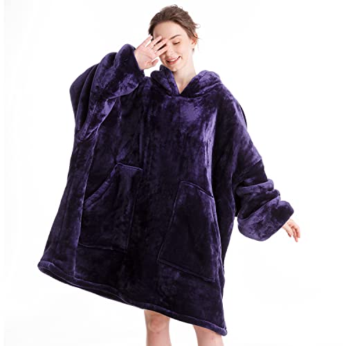 Aemicion Oversized Sherpa Wearable Blanket Hoodie—Dark Purple