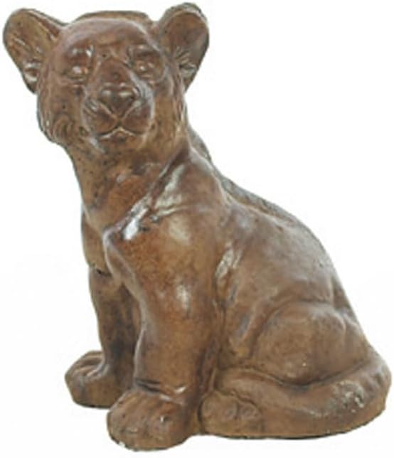 Lion Cub Concrete Statue, 10" Tall, Espresso Finish