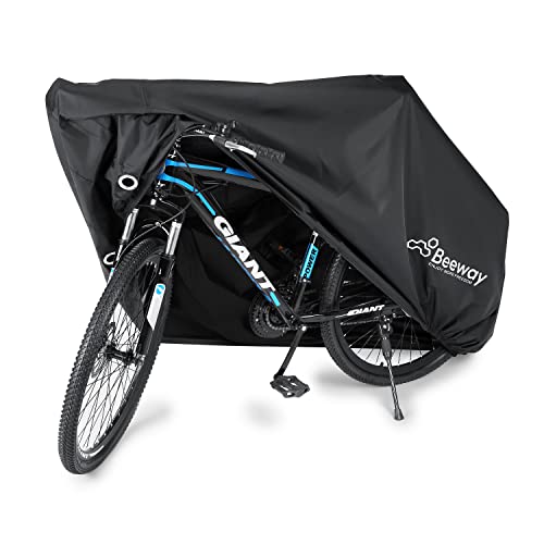 BEEWAY Bike Cover, Waterproof Bicycle Cover Indoor Outdoor Storage - 210T Nylon with Pu Coating, Safty Straps, Lock-holes, Fits for Most Bikes up to 29"