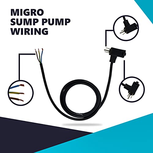 Migro Sump Pump Float Switch, Water Tank Float Switch For Well Pump, Piggyback Power Cable 6 Foot 16/3, Heater Control Cord On/Off #TOP2