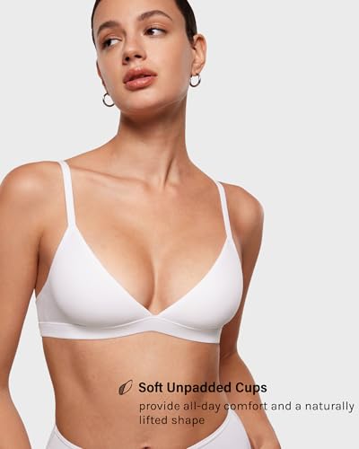 Image of INLYRIC Women's Inbarely Triangle Bralette Plunge Unlined Seamless Bra No Underwire Sexy Comfortable Everyday