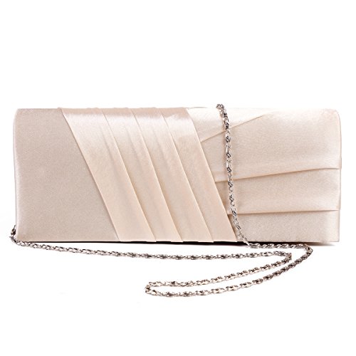 Damara Elegance Satin Cocktail Wedding Handbag Evening Clutch Bag,Navy Blue