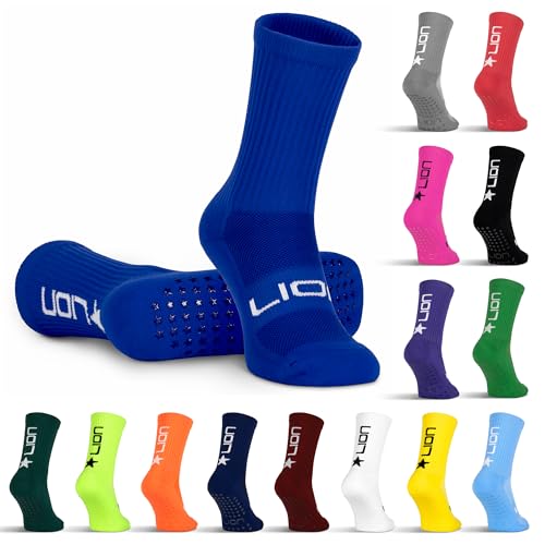 LION SPORTSWEAR Football Grip Socks For Men/Women/Kids - Variety Of Colours To Match Your Team Kit & Sleeve Socks (UK, Alpha, L, Royal Blue)