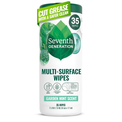 Image of Seventh Generation Multi-Surface Cleaning Wipes, Garden Mint Scent, Cuts Grease & Grime, 35 Wipes