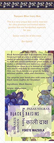Image of Tassyam Premium Hand Picked Black Raisins 250g Box | Healthy Natural Dry Fruits Luxury Pack of Kali Draksh Kishmish