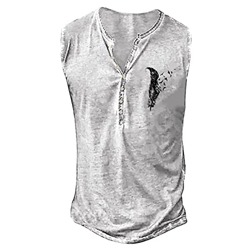 Camiseta Tirantes Hombre Running, Chaleco Retro de Verano para Hombre con Tapeta de Botones y diseño de Estampado Digital, sin Mangas, Informal, cómodo para climas cálidos.