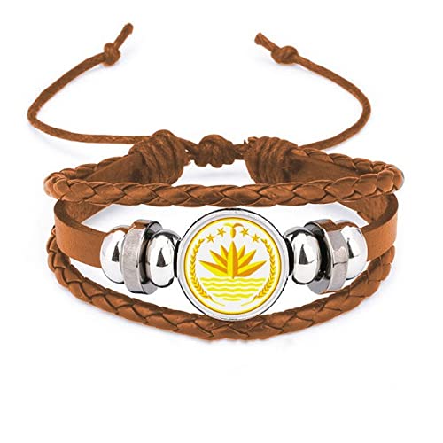 Bracelet en cuir Bangladesh Dhaka avec emblème national pour homme