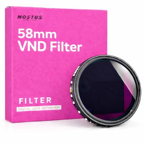 Image of MOSTOS - 58mm Variable ND Filter ND2 to ND400 (1-9 Stop) Adjustable Neutral Density Filter for Canon EF-S 18-55mm Kit Lens for Fujifilm XF 18-55mm (Make Sure O58 Mark is Written On Your Lens)