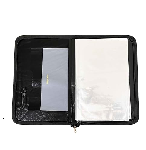 Image of ZesTale PU Leather Multipurpose Professional File Folders for Certificates | Documents Holder| Portfolio Executive File Legal Size (24 Leaves, 45 Micron) (Set of 1, Black)(Size-FS-Bigger Than A4)