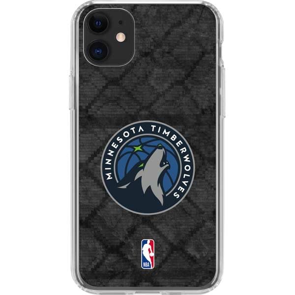 Skinit Clear Phone Case Compatible with iPhone 11 - Officially Licensed NBA Minnesota Timberwolves Dark Rust Design