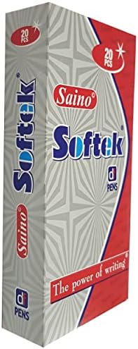 20 x 0.7mm Fine Tip SAINO Softek BLUE Ballpoint Pens Smooth Writing Non Dry Guarantee