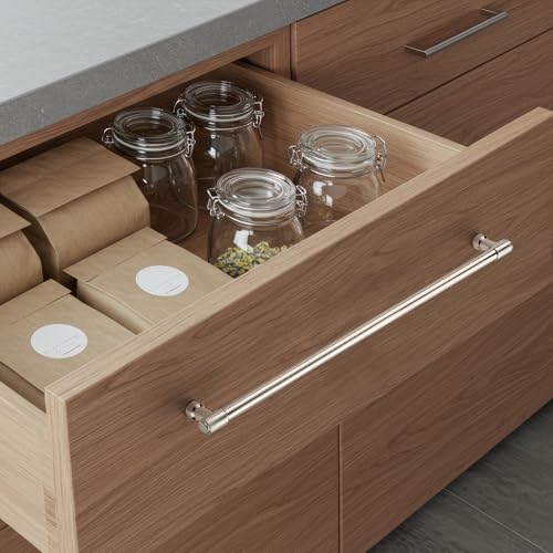 Image of Ravinte 2 Pack 12-3 /5 Inch Hole Center Solid Kitchen Cabinet Handles Brushed Nickel Dresser Pulls Cabinet Drawer Pulls for Kitchen Cupboard Hardware