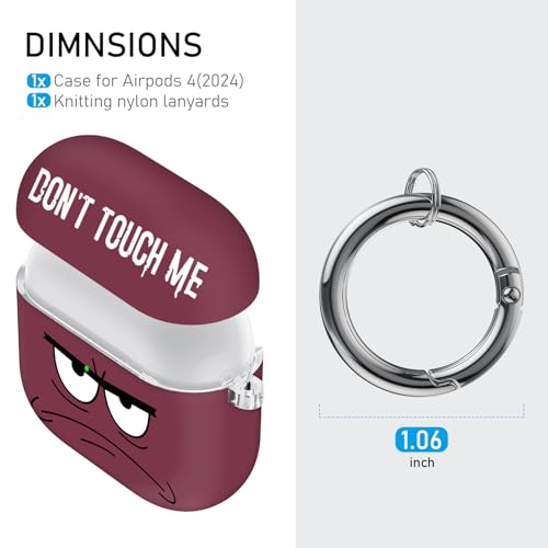 Image of for Apple Airpods 4th Generation Case Covers(2024),Don't Touch Me for Airpods 4 Cover with Keychain /Lanyard Soft Cute Shockproof Cover for Women Men Compatible AirPod 4 Case,Claret