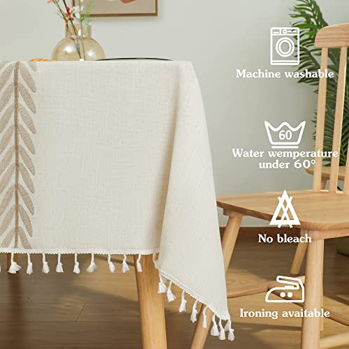 Laolitou-Tablecloth-for-Dining-Coffee-Table-Cotton-Linen-Fabric-Rectangle-Tablecloths-Beige-Wine-Leaf-55×102-Inch Laolitou Tablecloth for Dining Coffee Table Cotton Linen Fabric Rectangle Tablecloths Beige Wine Leaf 55×102 Inch