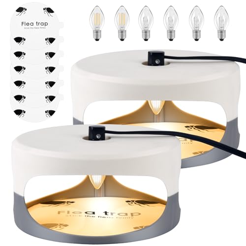 Flea Trap 2 Packs – Premium Flea Traps for Inside Your Home – Natural and Child-Friendly Light...