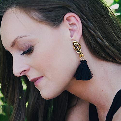 Image of Young & Forever Gift Boho Carnival Sea Island Long Tassel Earrings Handmade Beaded Bohemian Women Statement Beads Dangle Earrings Ethnic Jewelry Fringe Earrings