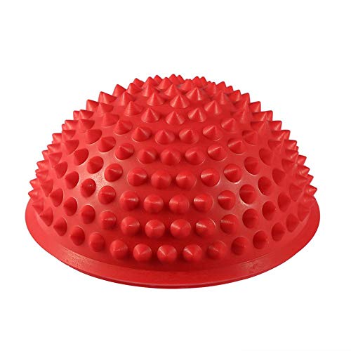 ANGGREK Half Round PVC Massage Ball Balance & Dome Yoga Balls Fitness Exercise Gym Massager Body Rolling Pods Spiky Foot Wakers 5 Colors (red)