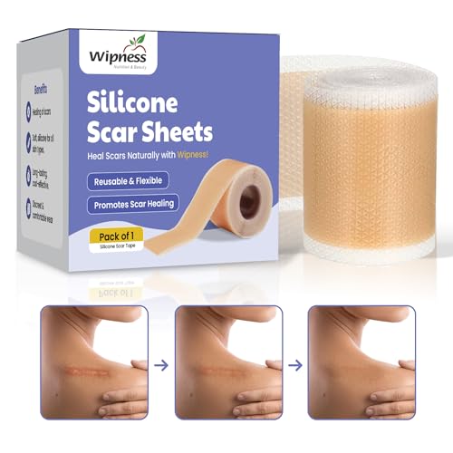 Image of Wipness Silicone Scar Sheets 61 inches (1.6 Meters) - Reusable & Flexible Medical Grade Tape for Surgical, C-Section, Burn, Acne, Keloid, Tummy Tuck & Hypertrophic Scar Removal Tape