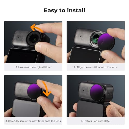 Image of K&F CONCEPT ND&PL Filter Set Compatible with DJI Osmo Nano Vlogging Camera, 4 Pack Multicoated HD Optical Glass ND8 /PL ND16 /PL ND32 /PL ND64 /PL Filters, Action Camera Lens Accessories