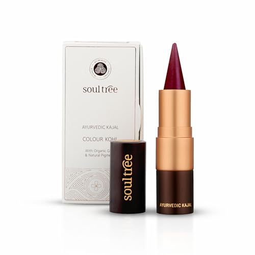 Image of SoulTree Ayurvedic Kajal | Purple Haze Kajal 008 | Pink Shade | Enriched with 100% Organic Ghee, Almond Oil & Camphor | Soothe, Cool & Nourish Eyes | 3gm