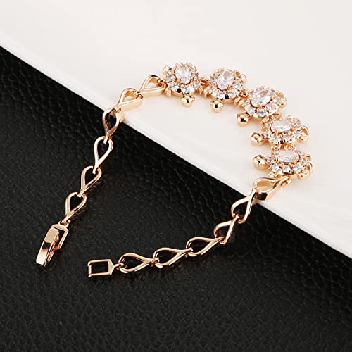 Hzman 14K Gold Plated Silver Tennis Bracelet For Women Girls Cubic Zirconia Turtles Bracelets Animals Fashion Link Bracelet Jewelry Gift (Rose Gold) #TOP1