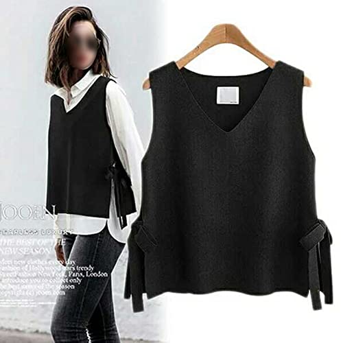 Chaleco de punto con cuello en V profundo y corte oversize sin mangas 6