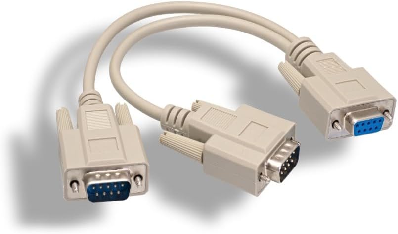 KENTEK 6 Inch in DB9 Female to 2X DB9 Male Extension Y Splitter Cable 28 AWG