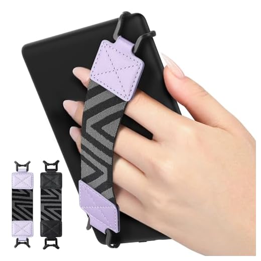 MoKo Kindle Hand Strap for 6-8" eReaders, Fire Tablet & More - Lightweight Versatile Holder 2 Pack, Black + Taro Purple