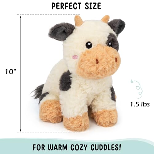 Image of Cow Microwavable & Weighted Stuffed Animals - 1.5 Lbs Unscented Heating Pad for Period Cramps Pain Relief and Anxiety, Cute Black Cow Plush Toys Gifts for Women Girls Adults and Kids by Happy Fuel