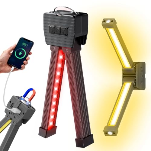 Firlaxadc Gym Lamp Gym Lighting for Posing Portable Magnetic Work Light Gift for Men Women 180 Swivel Foldable Camping Lights with Hanging Hook USB Rechargeable Flashlight with Power Bank (Black)